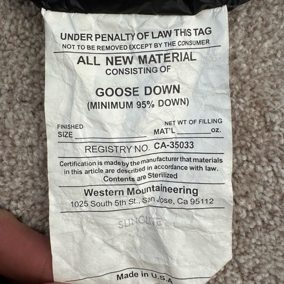 Western Mountaineering SlingLite Hammock Underquilt: 20F Down - Picture 2 of 5